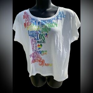 NWT Sweet Child Travel Verbiage Junior Graphic Tee T-shirt Top Semi-Sheer